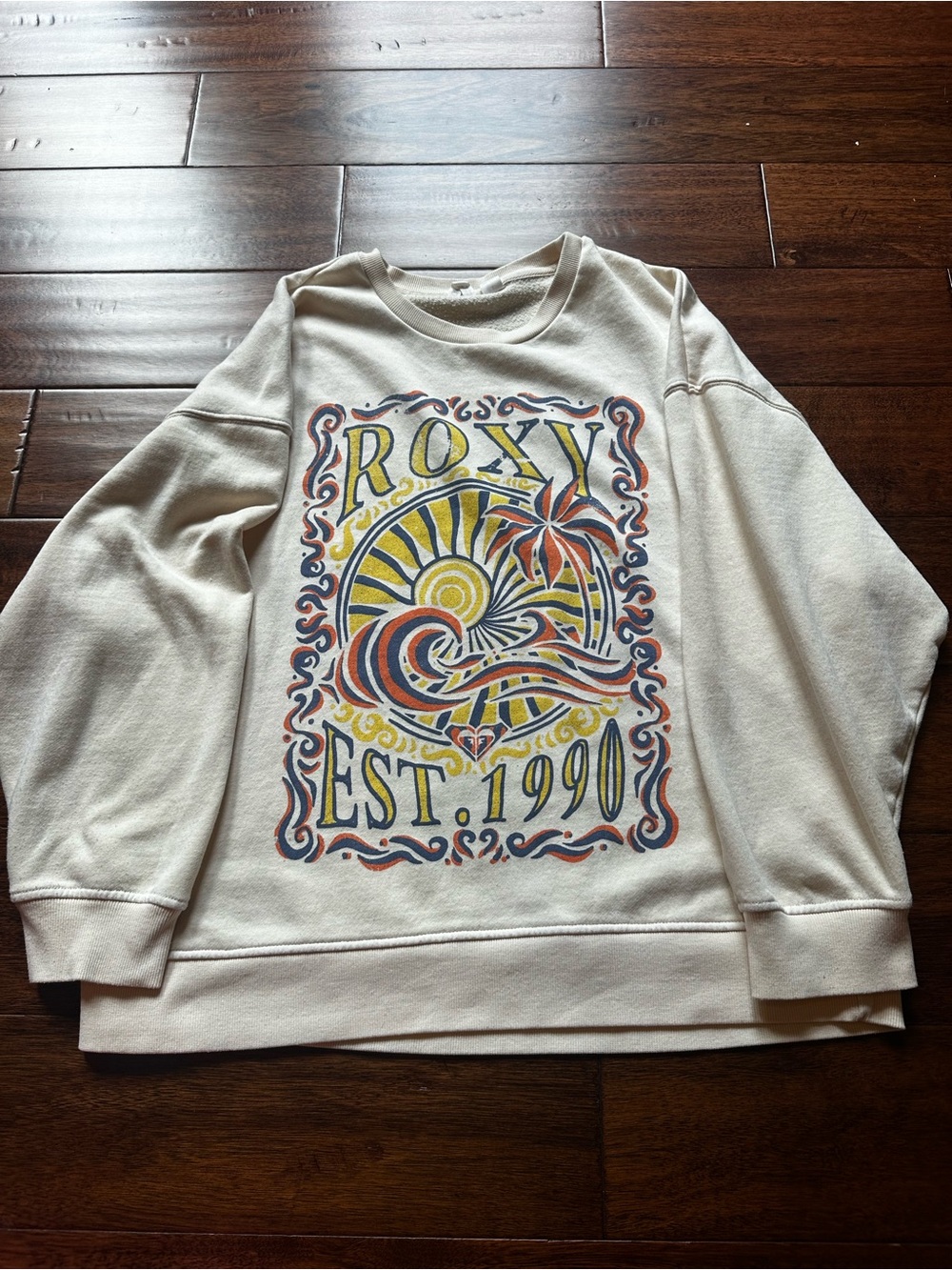 Roxy Graphic Cream Crewneck Sweatshirt